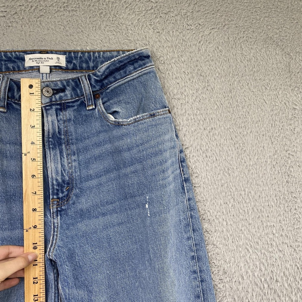Abercrombie 90s Relaxed Jeans Womens 28 High Rise Curve Love Blue Stretch Denim - Picture 7 of 14